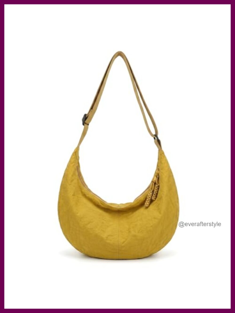 Nylon Crossbody Hobo Bag Lightweight Slouchy Crescent Shoulder Tote